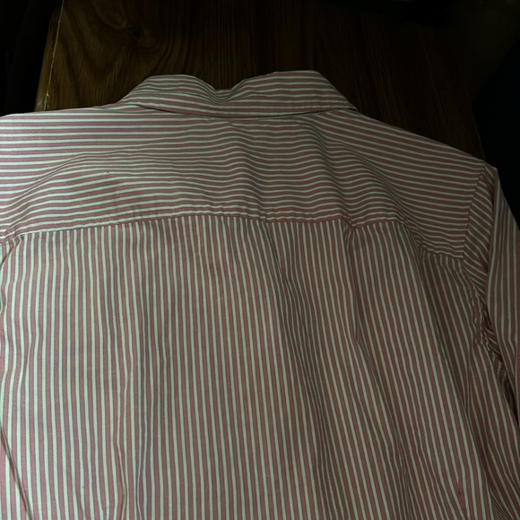 IZOD Petite Pink Gray & White Striped Button Up Blouse 3/4 Sleeves Fitted PXL - Picture 2 of 16